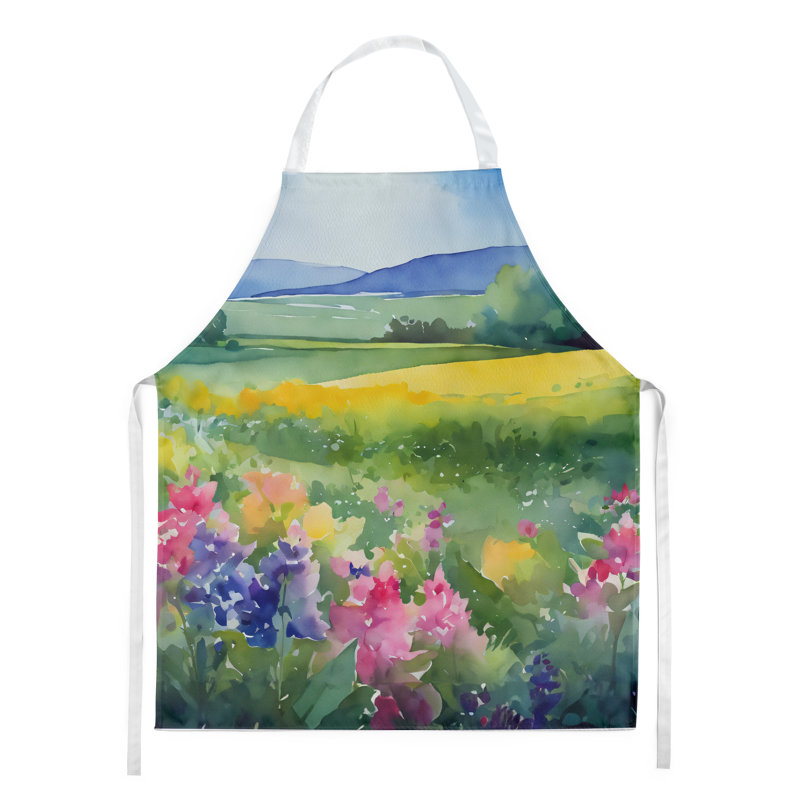 Iris du Tennessee en tablier aquarelle, Fleurs bleues / vertes du Massachusetts