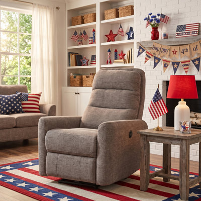 31" Modern Upholstered Power Recliner Chair with Adjustable Headrest and Breathable Fabric 