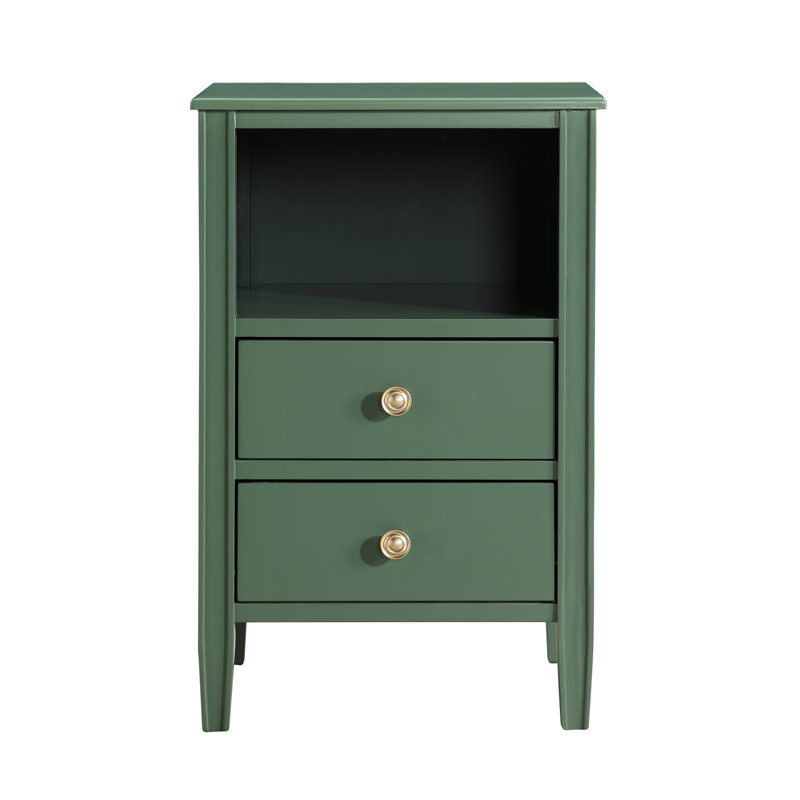 Ahouh 2-Drawer Storage Nightstand, Green