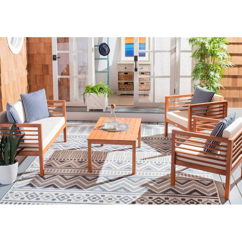 Arlethe Eucalyptus 4 - Person Patio Conversation Set with Cushions, Natural