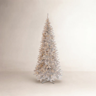 Silver Pre-Lit Fir Christmas Tree