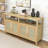 Farmhouse Wooden Sideboard Buffet Cabinet with Adjustable Shelves, Rattan Door and Cable Management-768071804