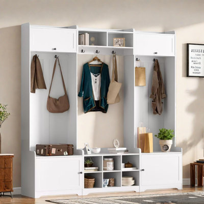 4-in-1 Modern Hall Tree With Shoe Storage, Cubbies, Coat Hooks And Adjustable Shelves by Red Barrel Studio