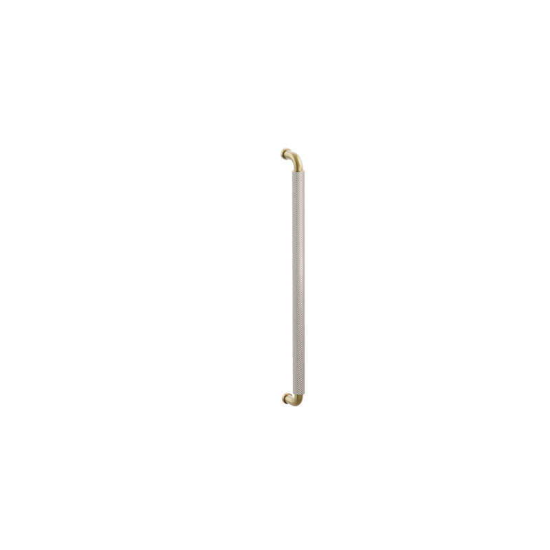 Emtek Concealed SELECT Appliance Pull 18" R-Bar Knurled Bar, Satin Nickel/French Antique
