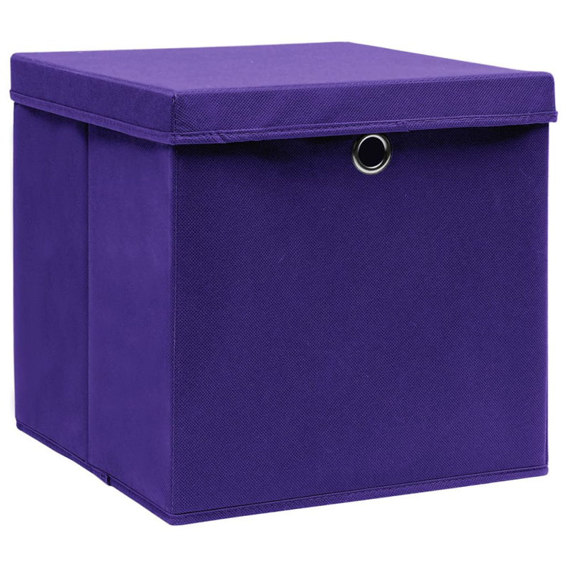 Storage Boxes with Lids Fabric, 28cm H x 28cm W x 28cm D, Purple