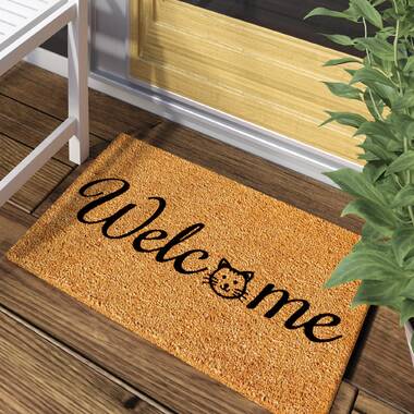 Evideco Welcome Home 30x10 Long Sheltered Front Door Mat Coco Natural