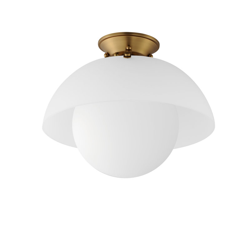 Domain 1 - Light Semi Flush Mount, White, Natural Aged Brass