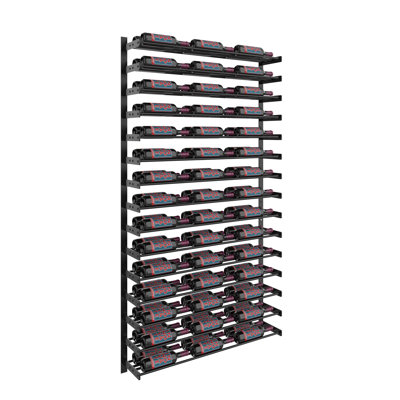 Abbie-Marie 90-Bottle Wall Mounted Industrial Wine Rack in Matte Black – 75" H x 41" W