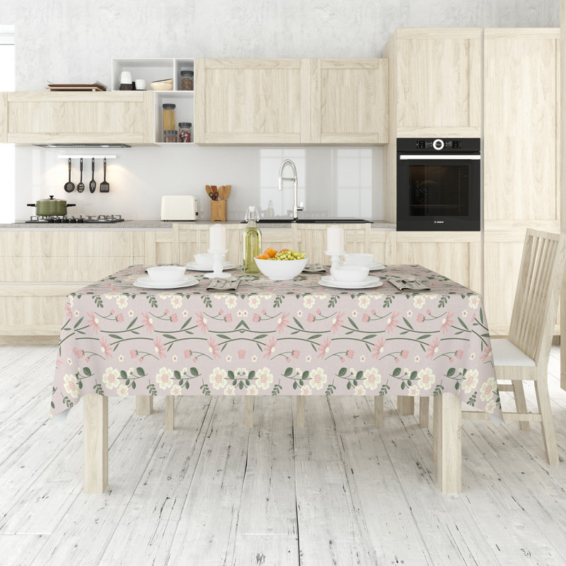 Premium Tablecloth (55 x 87 inches), 50% Cotton / 50% Polyester, Machine Washable & Ironable | Durable, Tumble Dryer Safe, Elegant Design for Dining Room & Special Occasions, Versatile & Easy Care
