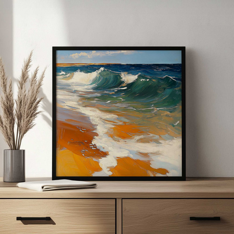 «Glassy Break II» par Walker Noble, reproduction d'art, H 12 po x l 12 po, Impression sur cadre ouvert sans papier mat, Doré