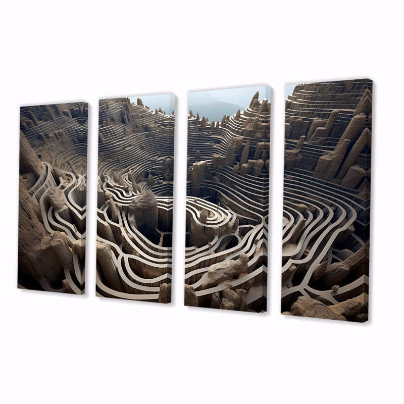Reproduction d'art mural 4 pièces, H 32 po x l 64 po
