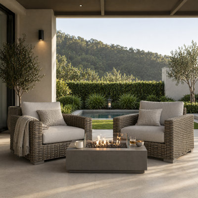 Lava Gray Premier Rattan Wicker Outdoor Lounge Chair with Soft Light Blue Cushions