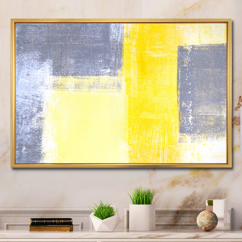 «Gray and Yellow Colorfields VI», reproduction sur toile encadrée, H 24 po x l 36 po x P 1 po, Toile avec cadre flottant or