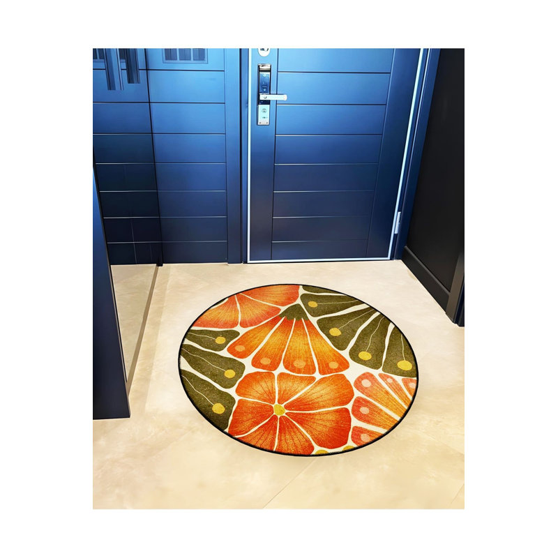 Tapis rond rond lavable à la machine, Sous-tapis rond 3 pi 3 po inclus