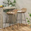 Tabourets de bar d'extérieur en osier avec coussins, ensemble de 2 - Structure en fer durable et tissu résistant à l'eau