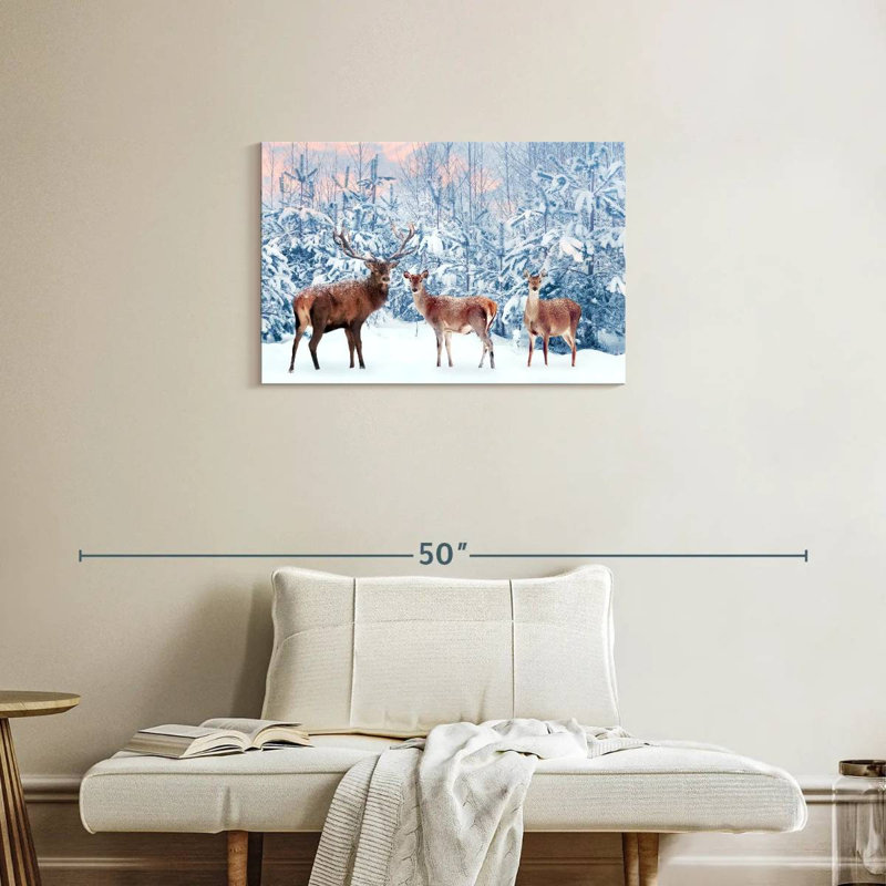 Brampt Deer In Winter, 20" H x 30" W