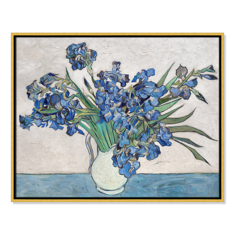 Imprimé iris bleu par Vincent Van Gogh, H 29,5 po x l 23,5 po, Cadre flottant doré, Pas de tapis