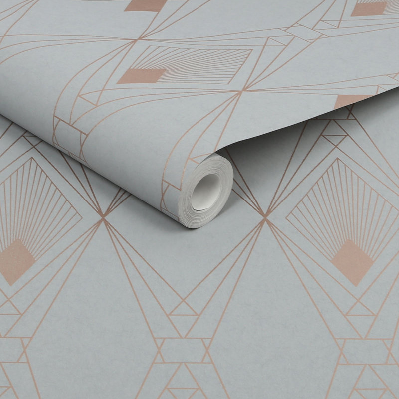 Geometric Metallic Wallpaper Double Roll, Gray