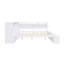 Lit de jour double avec armoires de rangement, range-chaussures et ports de chargement USB - Lit en bois peu encombrant, blanc-1361044433