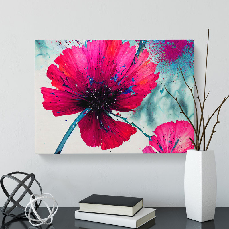 Carnation Flower Abstract - Wrapped Canvas Painting, 50cm H x 76cm W x 3cm D