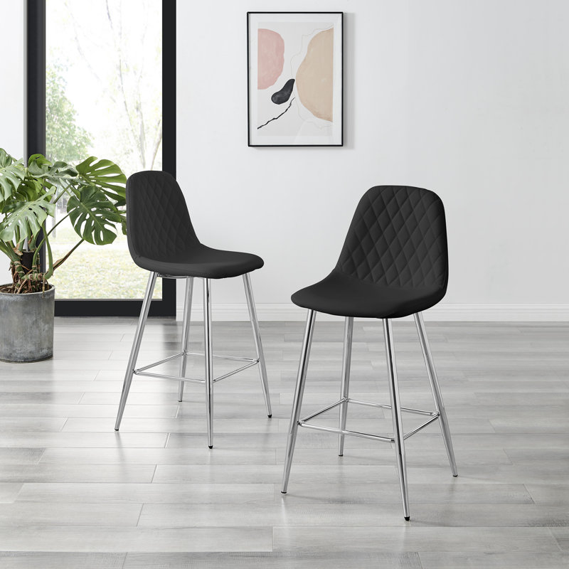 Tabouret de bar Morral Luxury, Noir, Argent