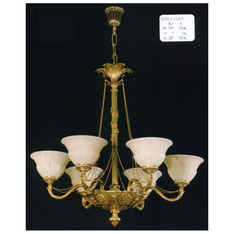 Cowie 6 - Light Shaded Chandelier, French Gold