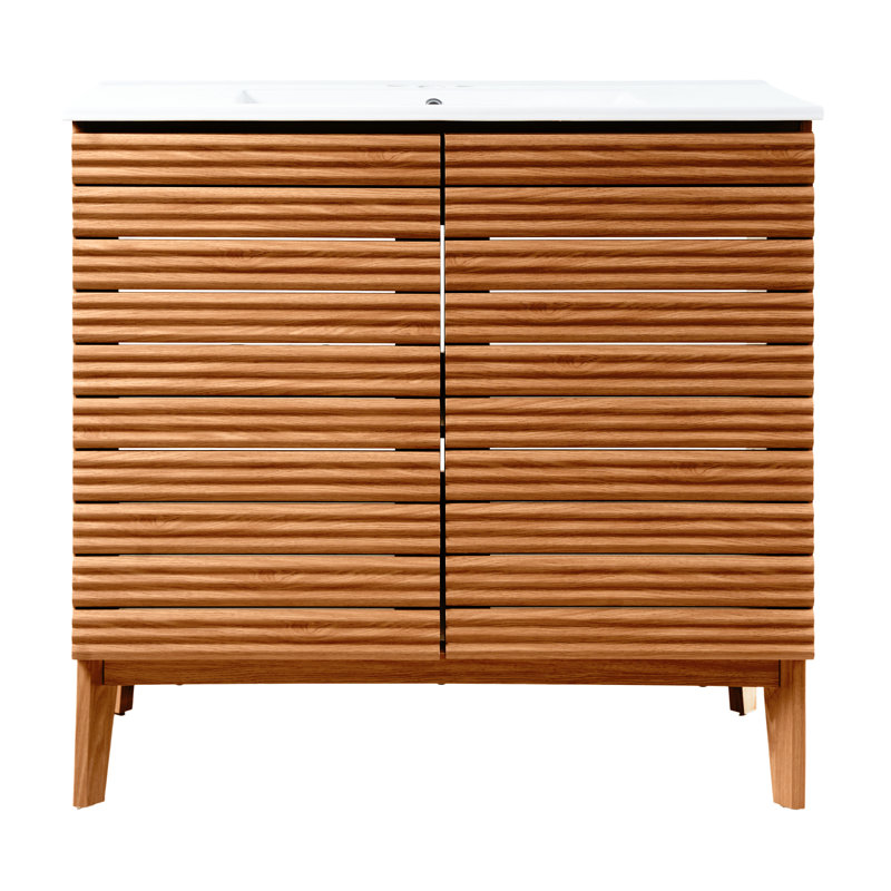 Ensemble de meuble-lavabo simple 36 po Calandre, Brun