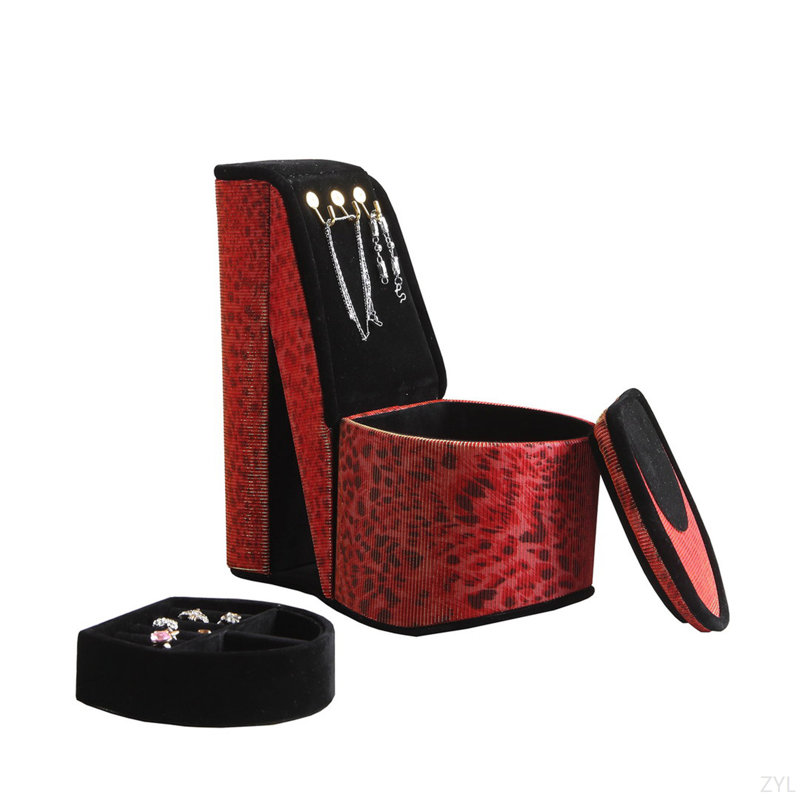Boîte à bijoux haute 9 po avec crochets, chaussures à talons hauts