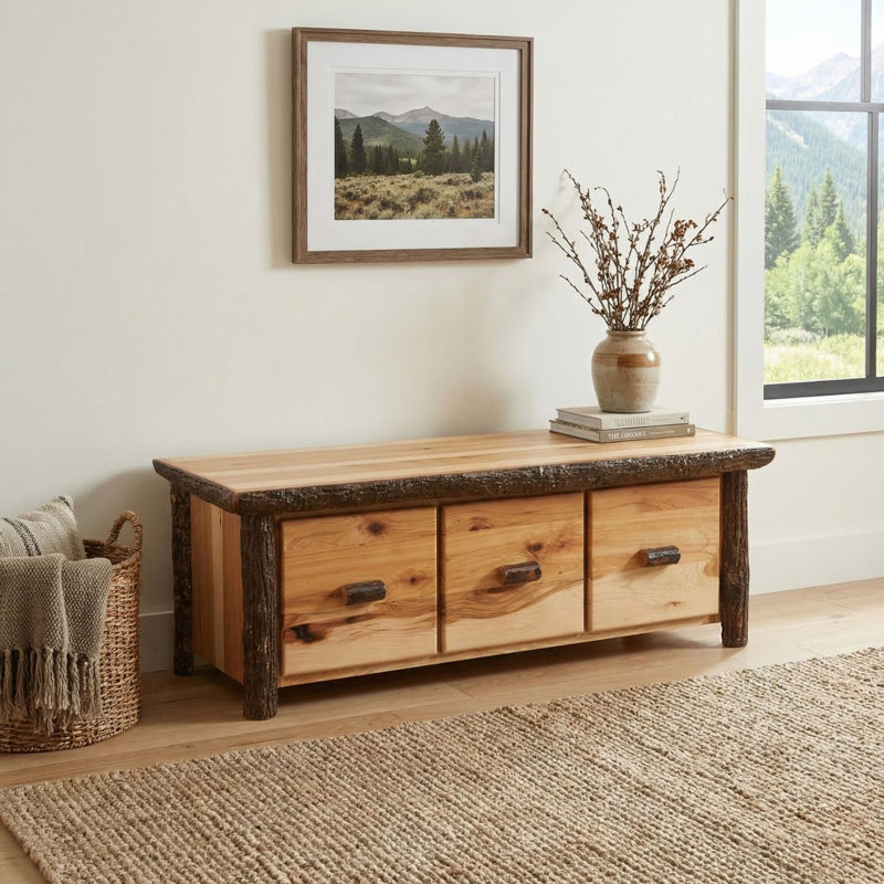 Fireside Lodge Hickory Entry Bench with Three Drawers - Espresso, Espresso