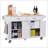Durable Kitchen Island With Rubberwood Countertop, Spacious Storage, And 5-Wheel Mobility For Enhanced Cooking Convenience-649148248