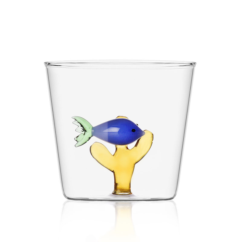 Marine Garden - Tumbler Blue Fish Amber Seaweed 11.5 Oz, Blue Amber