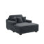 Canapé-lit rembourré en fausse fourrure gris foncé avec porte-gobelet et coussins décoratifs-146013202