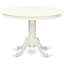 Ensemble de table de salle à manger 5 pièces comprenant une table de salle à manger ronde avec piédestal et 4 chaises Parsons en tissu de lin, blanc lin-1242155362-1242155364-1242155363