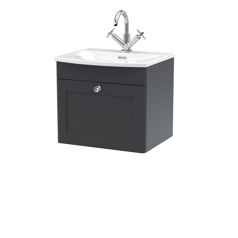 Classique 510mm Single Bathroom Vanity with Drop In Vitreous China Basin, Soft Black