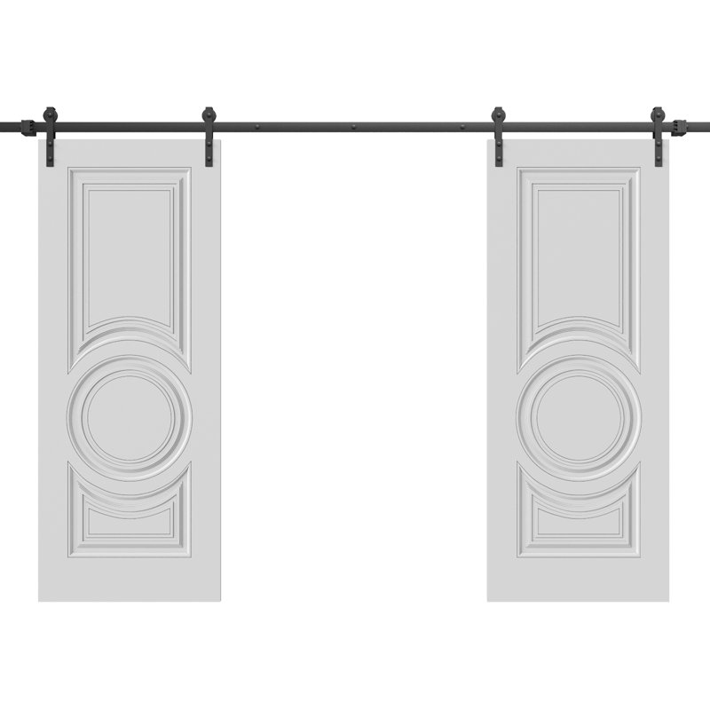 Double porte de grange | Émail impérial blanc 1855 | Ensemble de rails | Portes intérieures solides, 84 po x 80 po