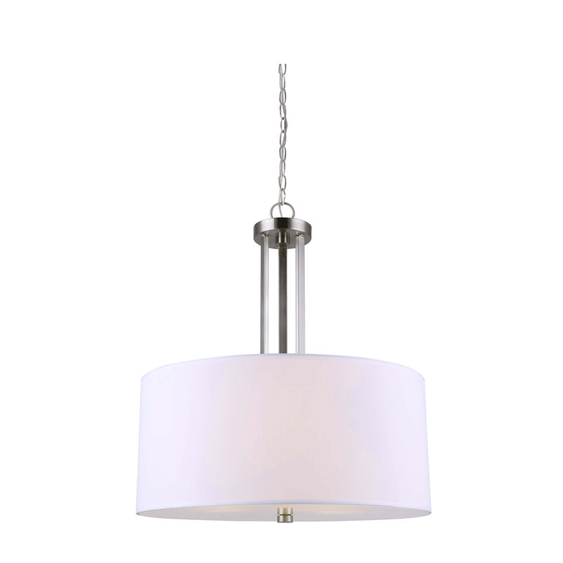 Lustre tambour 3 lumières à abat-jour Resaca, Nickel brossé