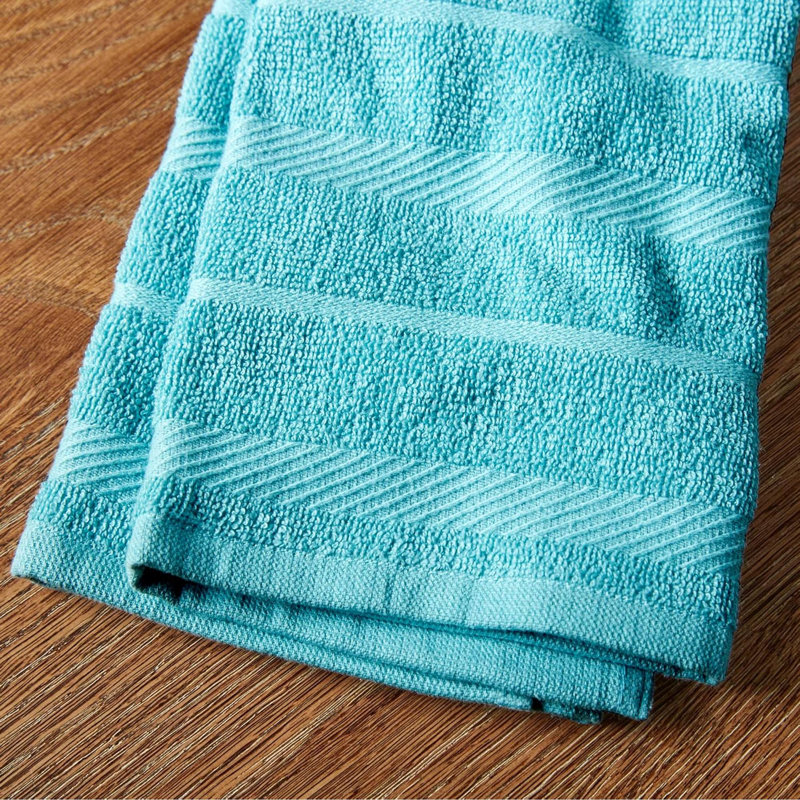 Albany Kitchen Towel 4-Pack Set, Aqua/White