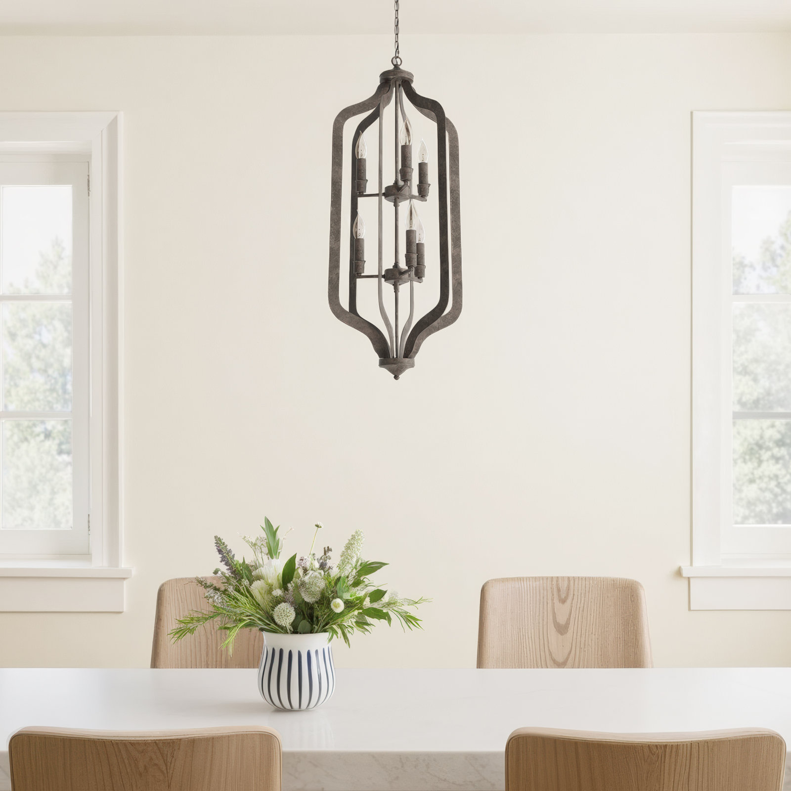 6 - Light Metal Geometric Chandelier