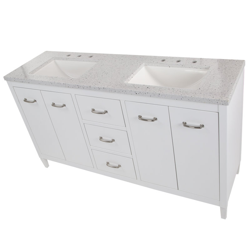 Ferree 60.5'' Double Bathroom Vanity with Cultured Marble Top
