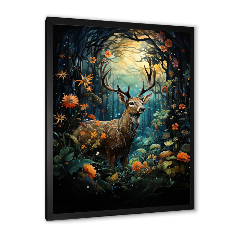Rêve enchanté Palbosa Deer, H 20 po x l 12 po x P 1 po, Cadre photo noir