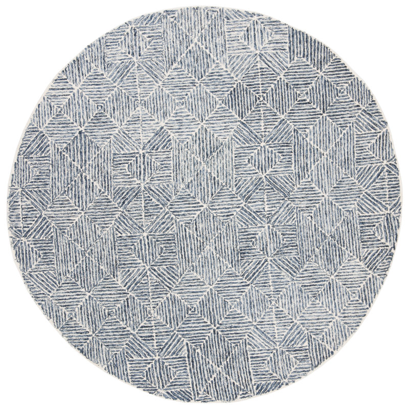 Geometric Hand Woven Area Rug, Round 183 cm