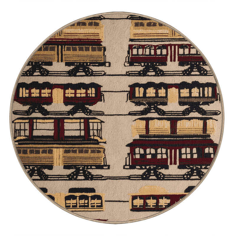 Tapis de transport brun lavable à la machine, Rond 4 pi