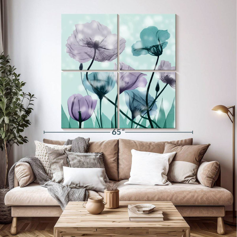 Paysage de fleurs Harnek Midnight, H 50 po x l 50 po