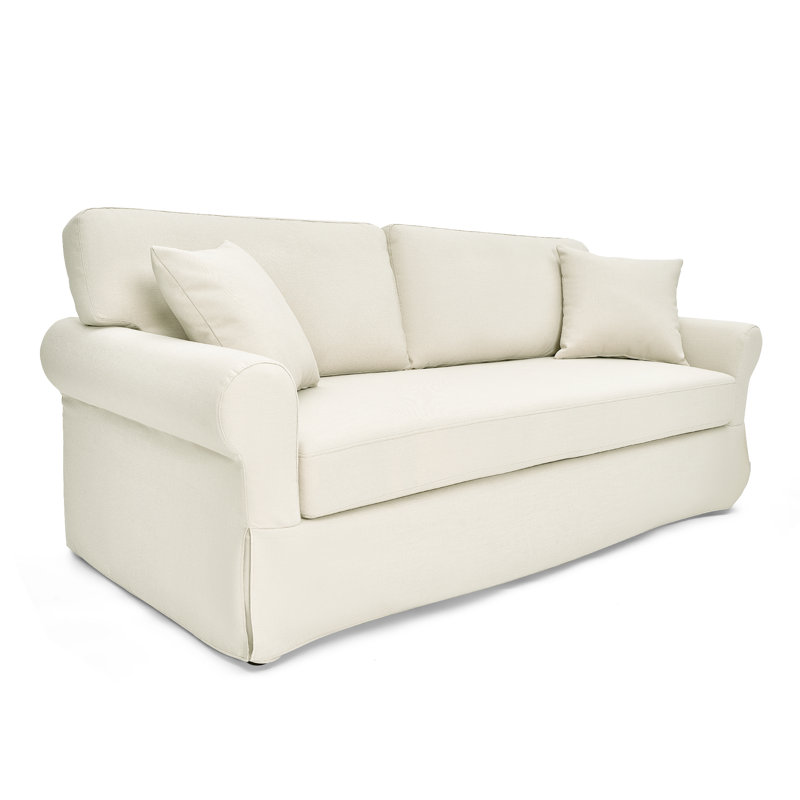 Sonya Rolled Arm Slipcover Sofa, Cream