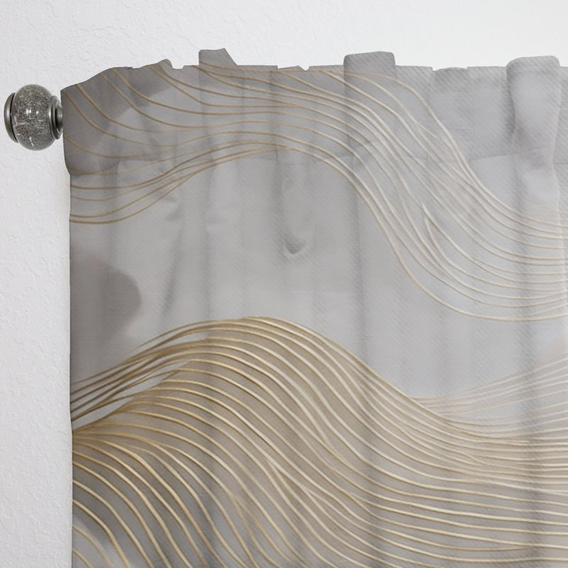 Or et gris, dessin au trait en mouvement III - rideau à dessin au trait - obscurcissement de la pièce en velours - 1 panneau