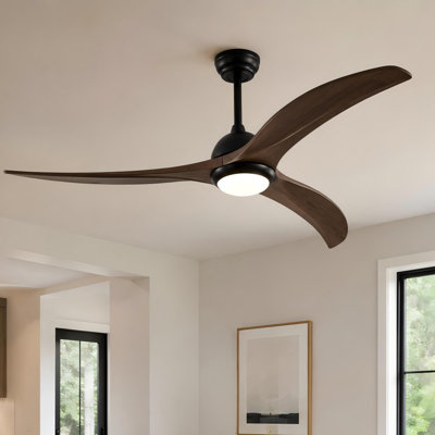 52" Matte Black Ceiling Fan with Light 