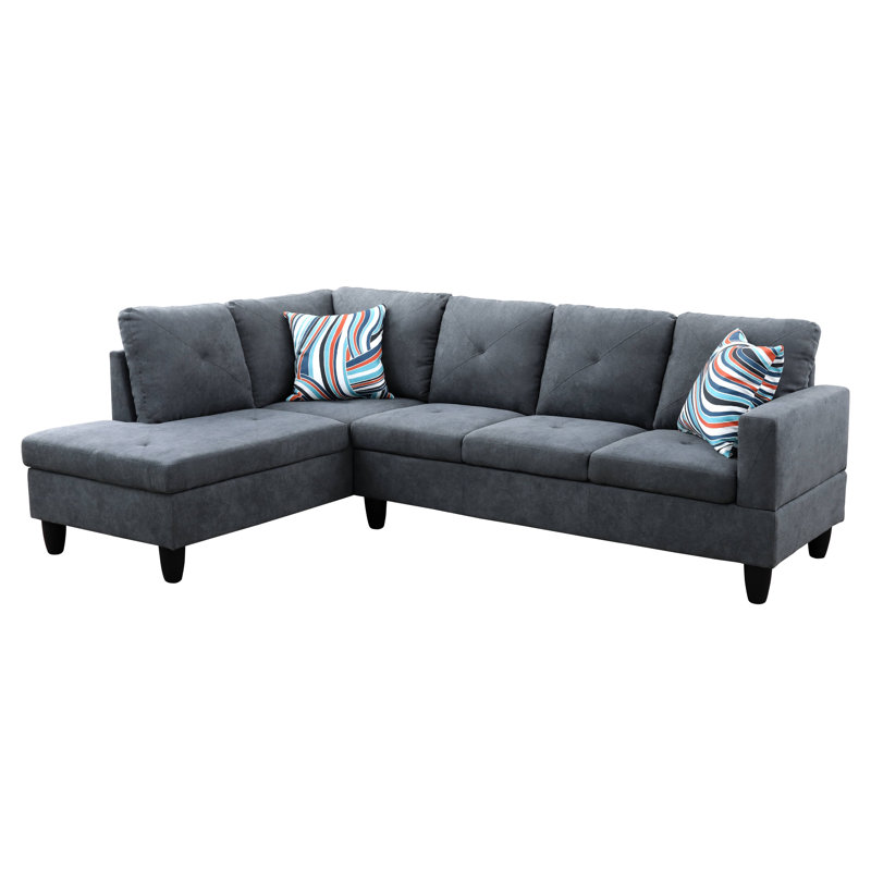 Evelyngrace Upholstered L-Shaped Sectional, Left Hand Facing, Davy Gray Microfiber