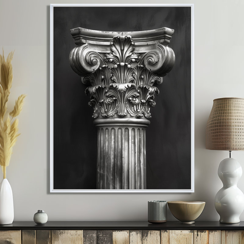 Monochromes romains architecturaux, reproduction d'art mural, H 24 po x l 32 po, Cadre flottant blanc