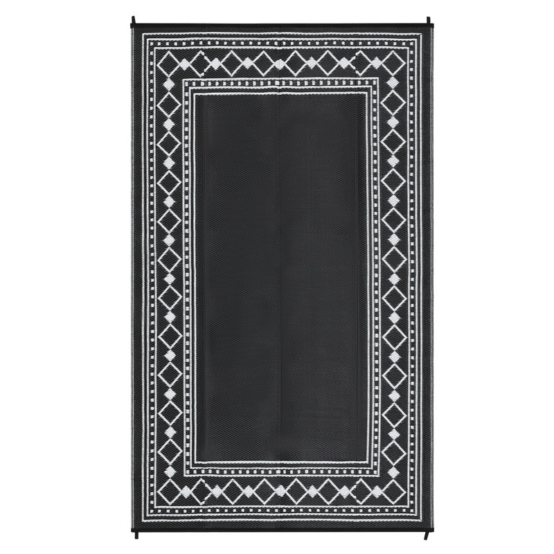 Outdoor Rug Plastic Straw Rug Waterproof Reversible Rug, UV Resistant Outdoor Carpet, Foldable Lightweight Camping Mat with Storage Bag, 4 Stakes, Outside Rug for Patio Deck
