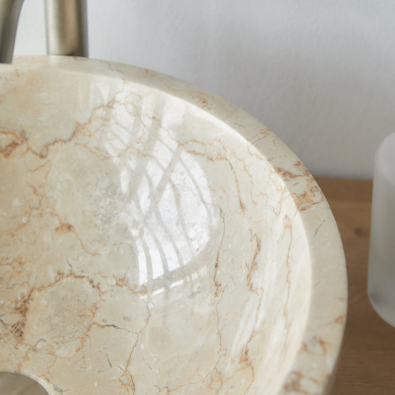 Skins Stone Circular Bathroom Sink, Cream